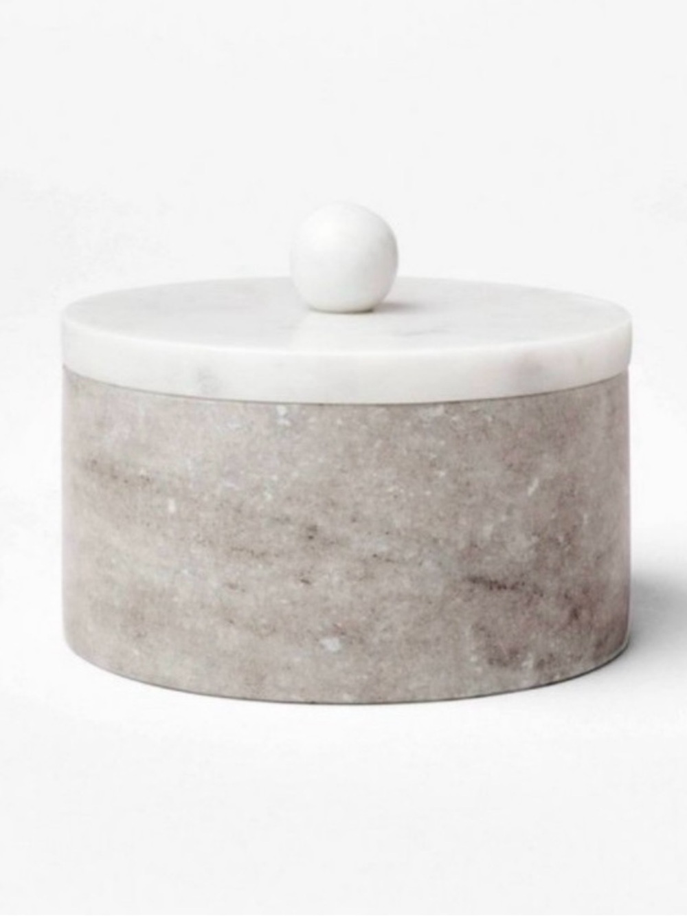 Threshold Round Marble Decorative Jar with Lid - White and Light Gray